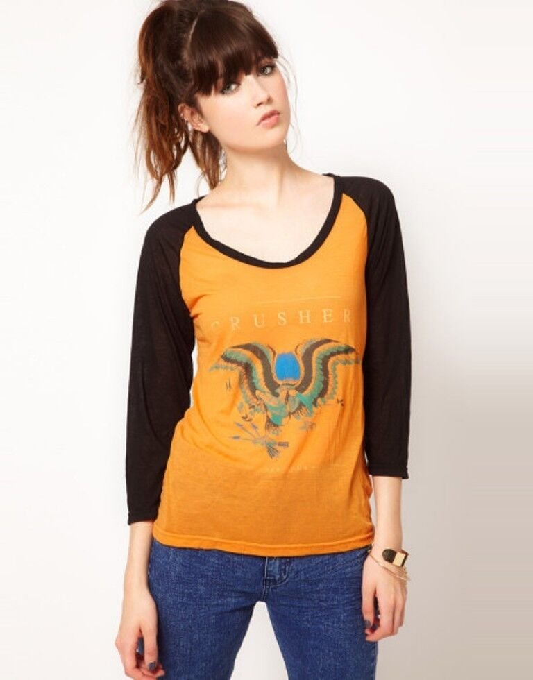 ONE TEASPOON  Crusher Bobby Jo RAGLAN COTTON Crew Top ( 10 / M )