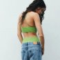 Zara Rib Cutout Y2K Halter Bodysuit Green ( S )