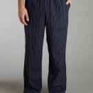 EMPORIO ARMANI Pajama Stripe Logo Banded Waist Navy Pants Cotton ( S )