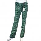 SEE BY CHLOE Denim GREEN Snake Print JEANS 7-Pocket LOGO Embossed PLAQUE 30
