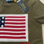 Polo Ralph Lauren Army Green Crochet USA Flag Cotton Tee ( XS )