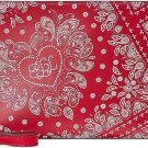 LAUREN Ralph Lauren Floral Bandana Zip Leather Wristlet Red