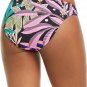 BAR III Stretch Shirred Hipster Swim Bikini Bottom Hidden Jungle ( L )