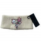 Ed Hardy Knit Rib Head Hair Bandana Crystalized Skull Rose Off White
