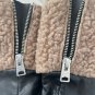 ALLSAINTS Faux Shearling Leather Zip Gloves Black / Natural ( M )