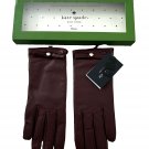 Kate Spade New York Leather Bow Gloves Deep Lipstick ( L )