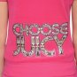 JUICY COUTURE "Choose Juicy" Bling HOODIE Terry ZIP Cerise ( L )