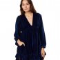Free People Estella Velvet Flounce Dress Oceana Blue ( L )