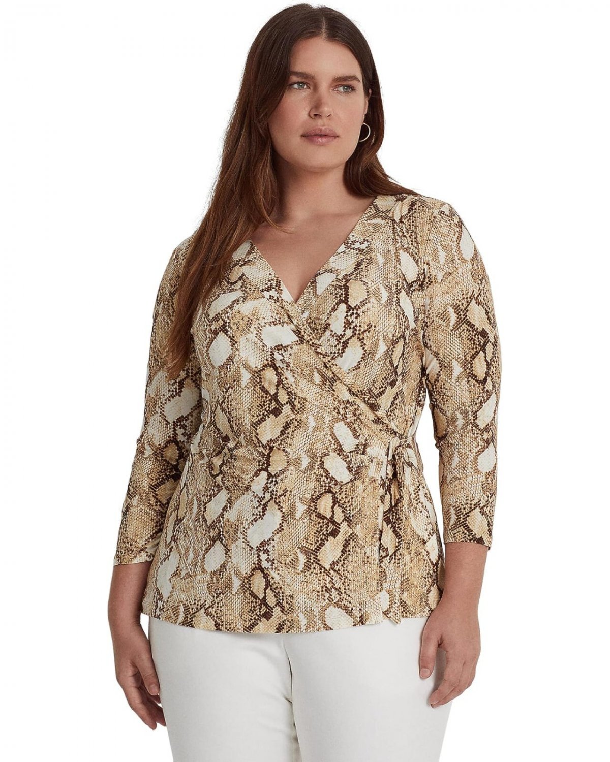 Lauren Ralph Lauren Python Stretch Jersey Top ( 2X )