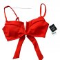 Bar III Ribbed Notch-Front Swim Bikini Top Hot Tamale Red ( L )