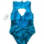 Nike NESSD310 Floral Fade Keyhole Back Swimsuit Blue Lightning ( S )