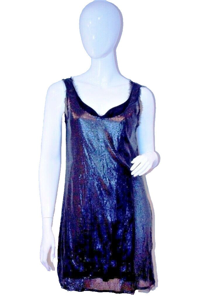 ELLA MOSS ANTHROPOLOGIE Allover SEQUIN Black DRESS Glamour ( S )