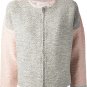 DEREK LAM 10 CROSBY Colorblock TWEED Zip BLAZER Jacket CROP Gray Pink 6