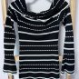 Ale by Alessandra Off Shoulder Bell Sleeve Stripe Dress Black/White ( S )