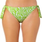 Salt + Cove Side Tie Swim Bikini Bottom Neon Green / White ( L )
