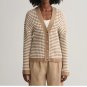 Gant Cotton Rib V-Neck Cardigan Stripe Khaki / Off White ( XXL )