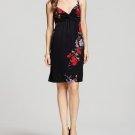 ELIE TAHARI Renee DRESS Black RED Floral RUCHED Jersey SILK ( 2 ) ELIE TAHARI Renee DRESS Black RED Floral RUCHED Jersey SILK ( 2 )