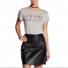 HAUTE HIPPIE I'm with Haute SCOOP NECK Tee Shirt Top Light Grey ( XS )