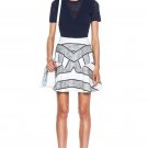 3.1 PHILLIP LIM Chevron FLOUNCE Flared SKIRT Cotton-Blend NAVY White PRINT ( 2 ) 3.1 PHILLIP LIM Chevron FLOUNCE Flared SKIRT Cotton-Blend NAVY White PRINT ( 2 )