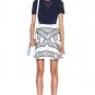 3.1 PHILLIP LIM Chevron FLOUNCE Flared SKIRT Cotton-Blend NAVY White PRINT ( 2 )