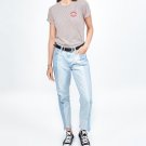 LAUREN MOSHI Limp Watercolor RED STRIPE Lip Rolled Tee ( S )