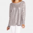 NYDJ Metallic Cheetah Sweater in Overcast Grey ( L ) NYDJ Metallic Cheetah Sweater in Overcast Grey ( L )