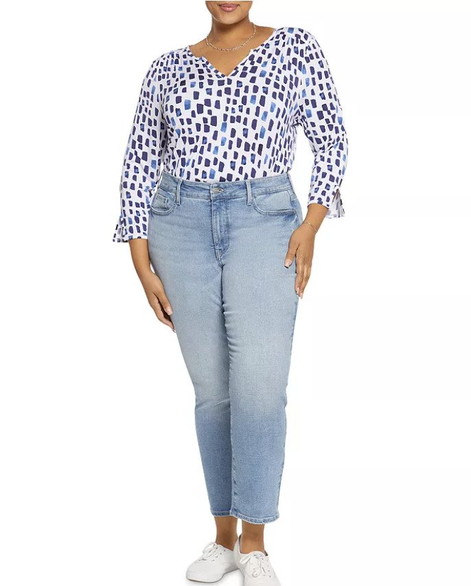 NYDJ Plus Marilyn High Rise Straight Ankle Jeans in Easley ( 20W )