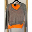 J&J V-Neck Knit Sweater Grey / Neon Orange ( XS ) J&J V-Neck Knit Sweater Grey / Neon Orange ( XS )