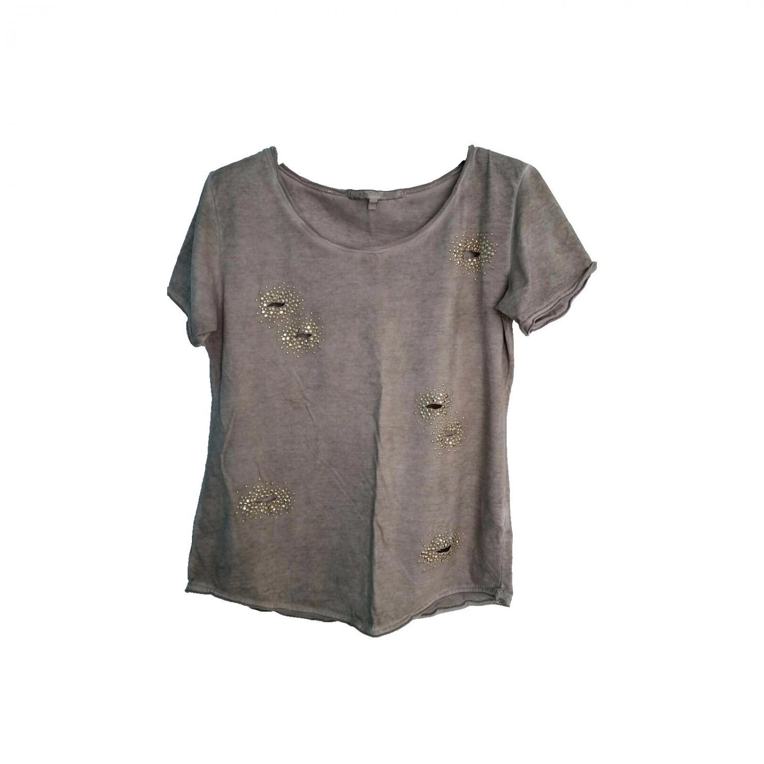LA FEE MARABOU BLING HOLES PRINT TEE SHIRT BROWN MULTI ( 1 )
