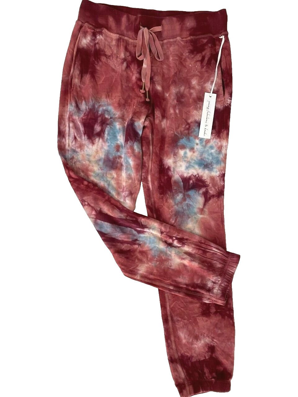Young Fabulous & Broke YFB Tie Dye Joggers Burgundy Multi ( XS )