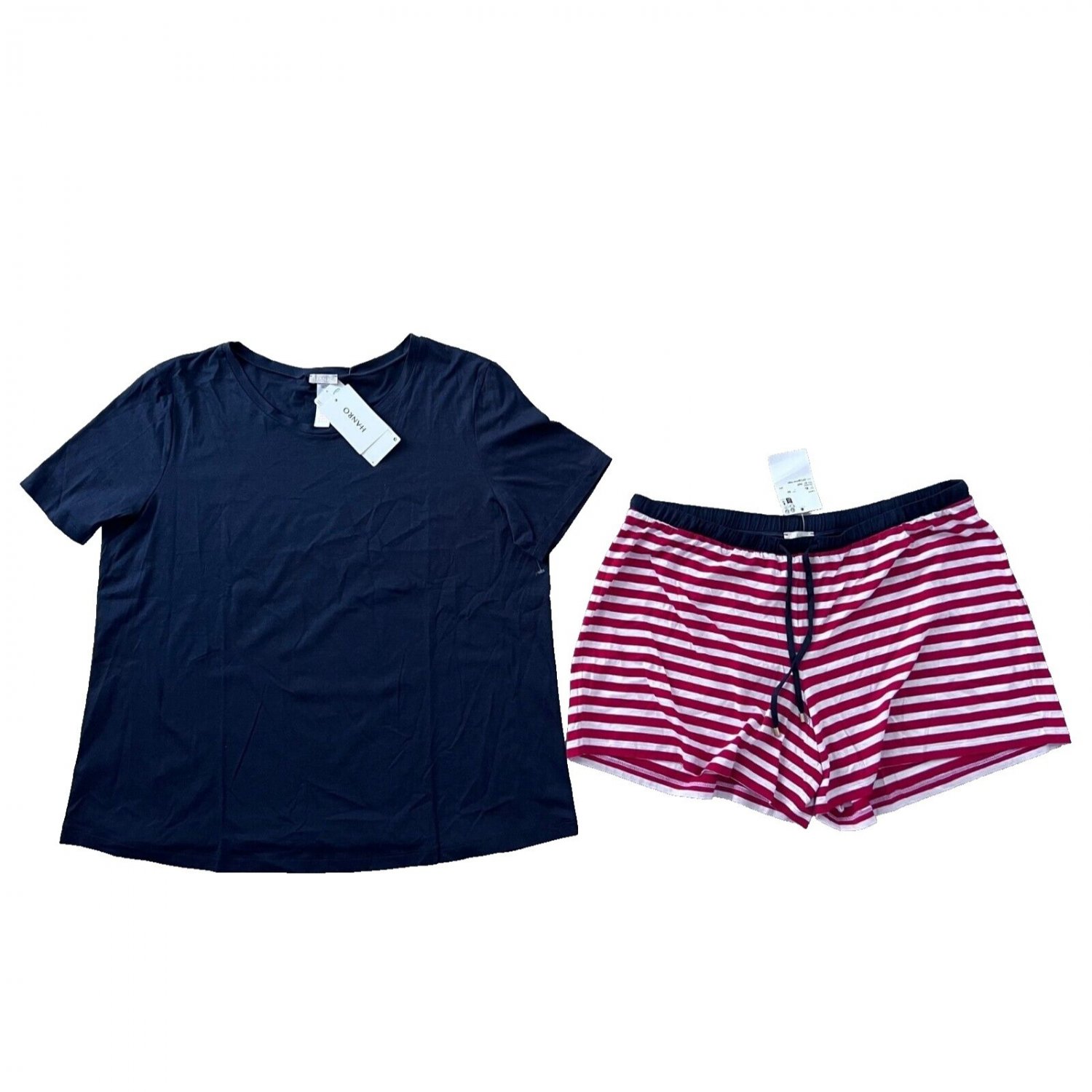 Hanro Laura Garnet Rings Tee & Stripe Shorts ( XL )