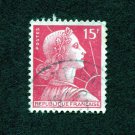 France Postage Stamp 1955 Scott# FR 753 Used 15 ₣ Marianne de Muller D