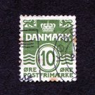 Denmark Postage Stamp 1950 Scott# DK 318 Used 10 øre Figure 'wave'- type C