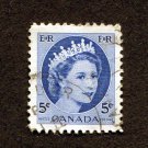 Canada Postage Stamp 1954 Scott# CA 341 Used 5 ¢ Queen Elizabeth II N