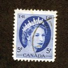 Canada Postage Stamp 1954 Scott# CA 341 Used 5 ¢ Queen Elizabeth II L