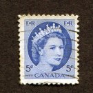 Canada Postage Stamp 1954 Scott# CA 341 Used 5 ¢ Queen Elizabeth II H