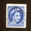 Canada Postage Stamp 1954 Scott# CA 341 Used 5 ¢ Queen Elizabeth II G