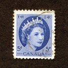 Canada Postage Stamp 1954 Scott# CA 341 Used 5 ¢ Queen Elizabeth II F