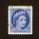 Canada Postage Stamp 1954 Scott# CA 341 Used 5 ¢ Queen Elizabeth II E