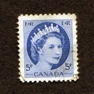 Canada Postage Stamp 1954 Scott# CA 341 Used 5 ¢ Queen Elizabeth II D