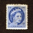 Canada Postage Stamp 1954 Scott# CA 341 Used 5 ¢ Queen Elizabeth II B