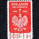 United States Postage Stamp 1966 Scott# US 1313 Used 5¢ Polish Eagle and Cross B
