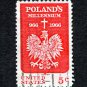 United States Postage Stamp 1966 Scott# US 1313 Used 5¢ Polish Eagle and Cross B