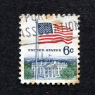 United States Postage Stamp 1968 Scott# US 1338 Used 6¢ Flag and White House E