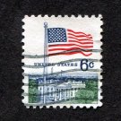 United States Postage Stamp 1968 Scott# US 1338 Used 6¢ Flag and White House C