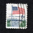 United States Postage Stamp 1968 Scott# US 1338 Used 6¢ Flag and White House B
