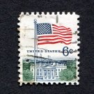 United States Postage Stamp 1968 Scott# US 1338 Used 6¢ Flag and White House A