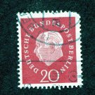 Berlin Postage Stamp 1959 Scott# DE 9N167 Used 20 Pf. Prof. Dr. Theodor Heuss (1884-1963)
