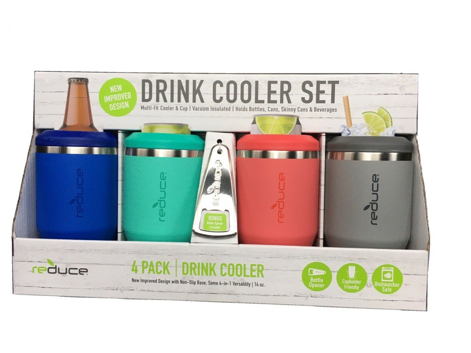 Reduce Drink Cooler Straw & Lid Accessory Set, 4 Pack