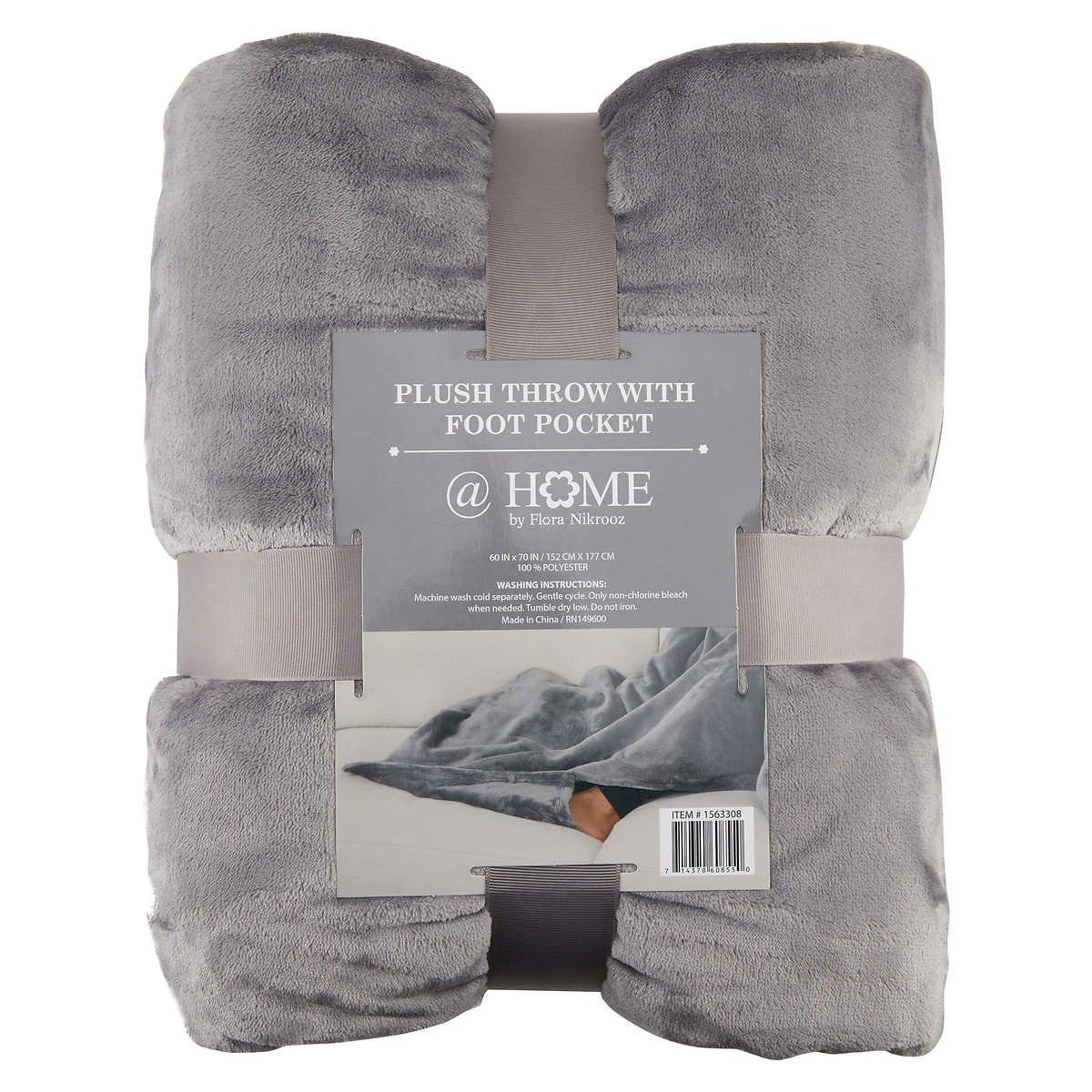 At Home Plush Throw with Foot Pockets by Flora Nikrooz, 60 in x 70 in